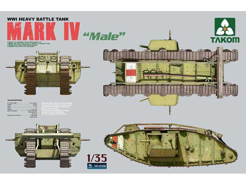 Ciężki czołg Mark IV Male - I W.Ś. - zdjęcie 1 Ciężki czołg Mark IV Male - I W.Ś. - zdjęcie 1