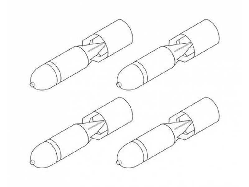 WW II RAF MC Bomb Mk.I 250lb 1/48 (4 pcs) - zdjęcie 1 WW II RAF MC Bomb Mk.I 250lb 1/48 (4 pcs) - zdjęcie 1