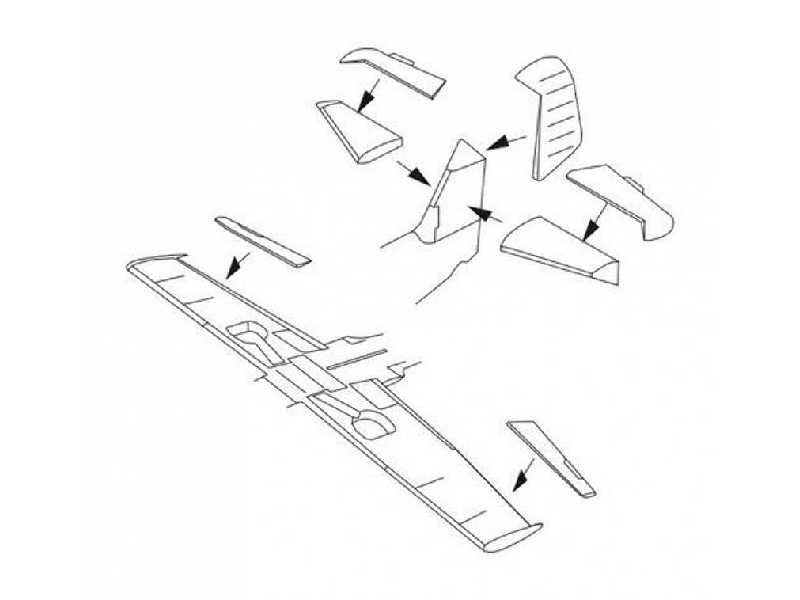Bf 109G-6 - Control surfaces 1/72 for Airfix kit - zdjęcie 1 Bf 109G-6 - Control surfaces 1/72 for Airfix kit - zdjęcie 1