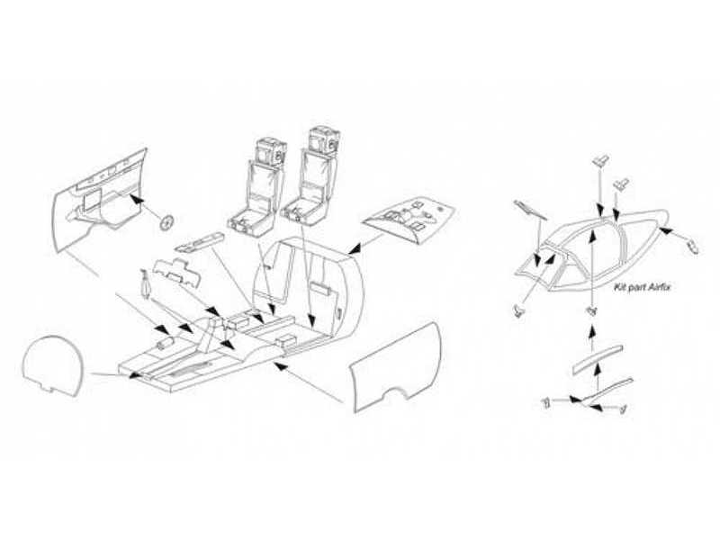 Vampire T.11 - Interior set 1/72 set for Airfix kit - zdjęcie 1 Vampire T.11 - Interior set 1/72 set for Airfix kit - zdjęcie 1