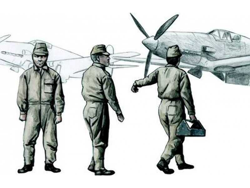 Japanese Army AF Mechanics, WW II (3 fig.) - zdjęcie 1