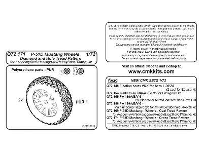 P-51D Mustang-Wheels 1/72 (Diamond and Hole Tread Pattern)for Ac - zdjęcie 4