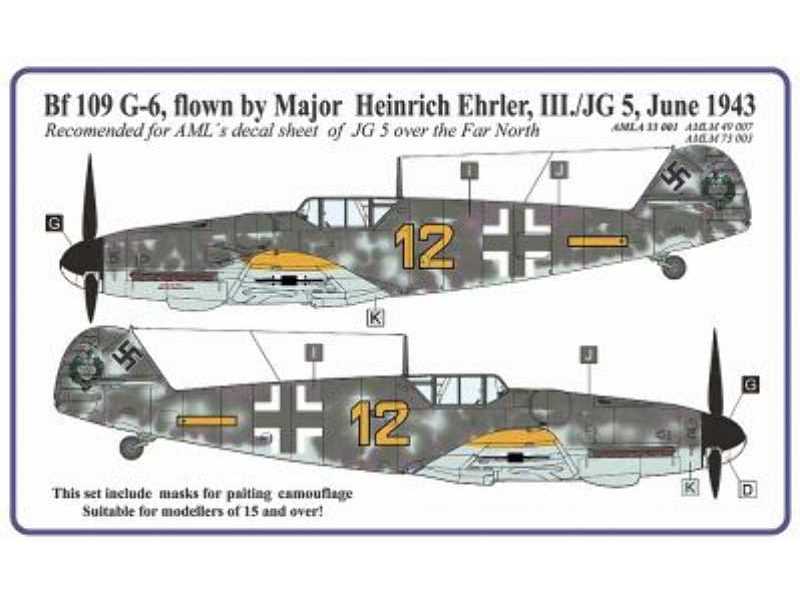 Maski Bf-109G-6 Ehler - zdjęcie 1 Maski Bf-109G-6 Ehler - zdjęcie 1