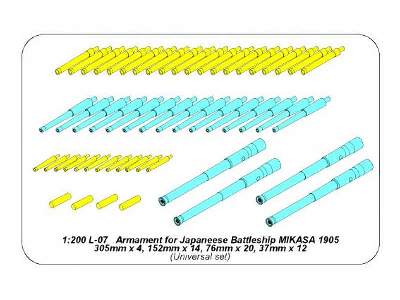 Lufy do pancernika Mikasa 305mm, 152mm, 76mm, 37mm - zdjęcie 4