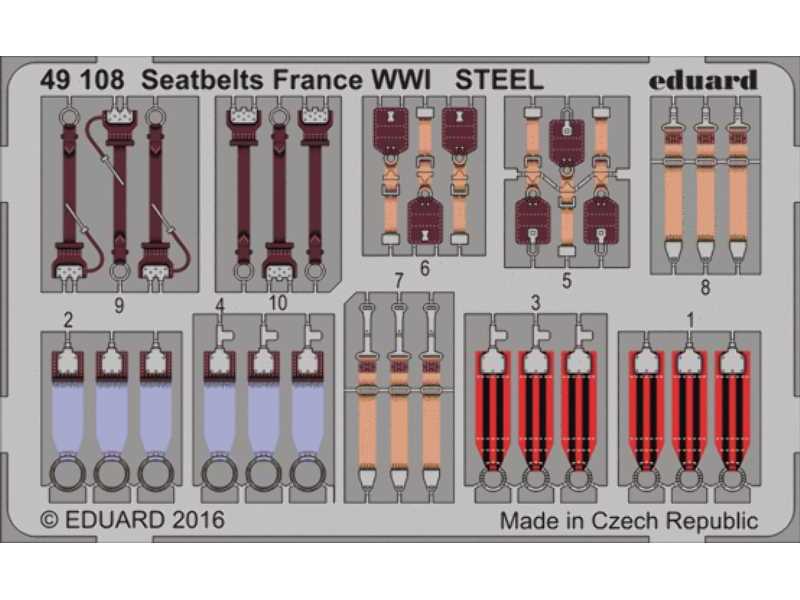 Seatbelts France WWI STEEL 1/48 - zdjęcie 1 Seatbelts France WWI STEEL 1/48 - zdjęcie 1