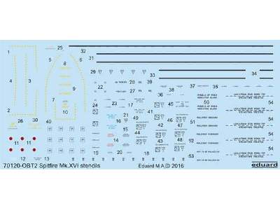 Spitfire Mk. XVI Bubbletop stencils 1/72 - Eduard - zdjęcie 1