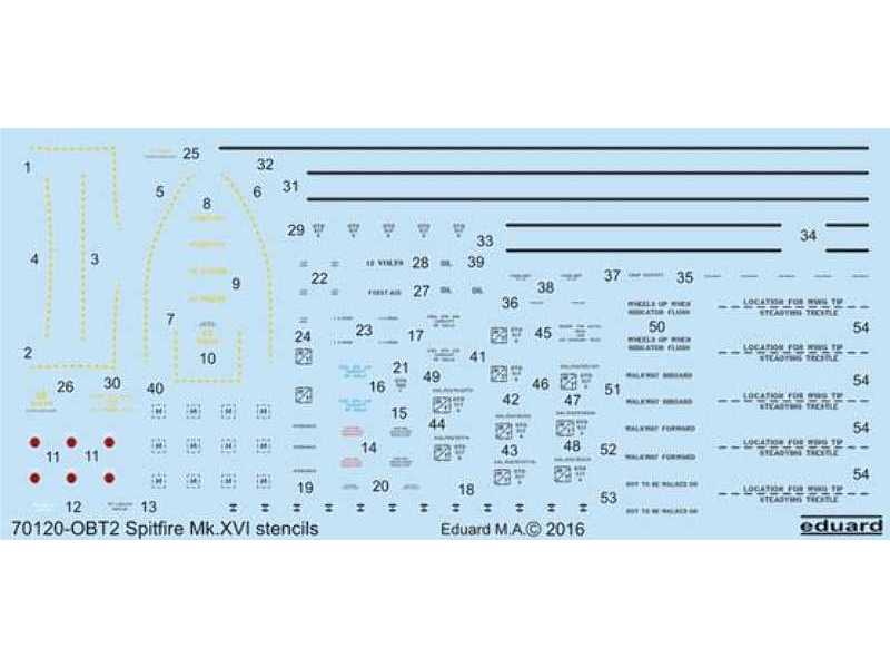 Spitfire Mk. XVI Bubbletop stencils 1/72 - Eduard - zdjęcie 1