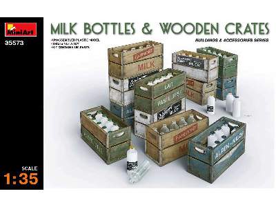 Butelki na mleko i skrzynki drewniane - zdjęcie 1
