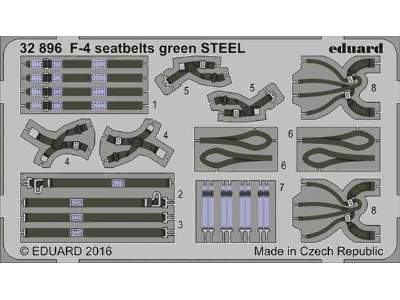 F-4 seatbelts green STEEL 1/32 - zdjęcie 1