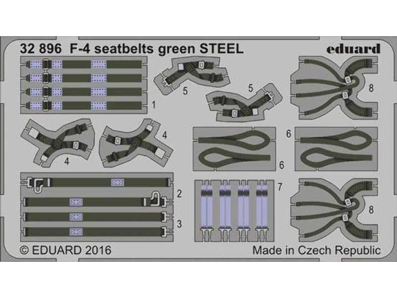 F-4 seatbelts green STEEL 1/32 - zdjęcie 1