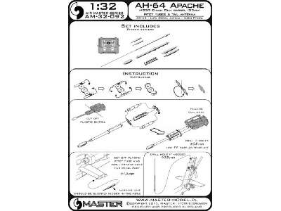 AH-64 Apache - lufa działka M230 (30mm), Rurki Pitota i antena ( - zdjęcie 1