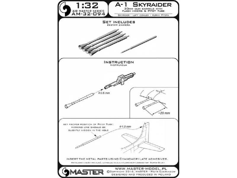 A-1 Skyraider - lufy działek 20mm z tłumikami płomieni i Rurka P - zdjęcie 1