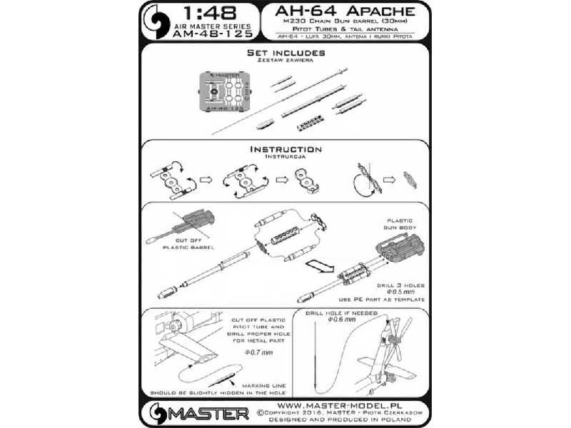 AH-64 Apache - lufa działka M230 (30mm), Rurki Pitota i antena ( - zdjęcie 1 AH-64 Apache - lufa działka M230 (30mm), Rurki Pitota i antena ( - zdjęcie 1