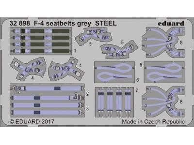 F-4 seatbelts grey STEEL 1/32 - zdjęcie 1