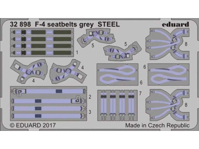 F-4 seatbelts grey STEEL 1/32 - zdjęcie 1