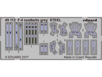 F-4 seatbelts grey STEEL 1/48 - zdjęcie 1