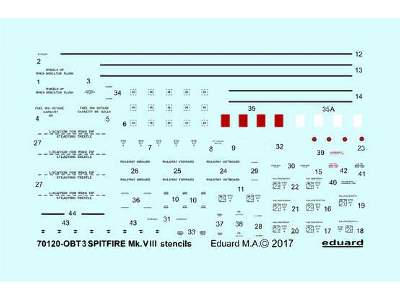 Spitfire Mk. VIII stencils 1/72 - Eduard - zdjęcie 1