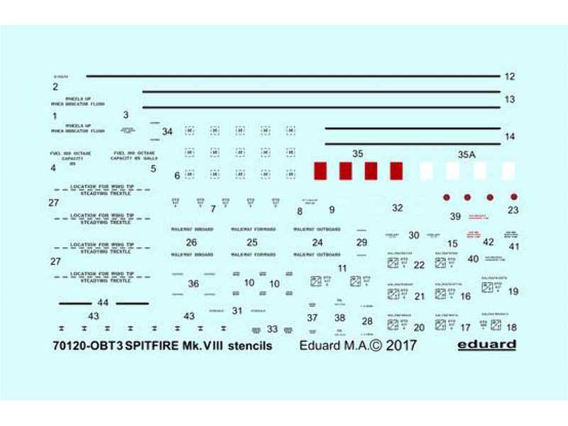 Spitfire Mk. VIII stencils 1/72 - Eduard - zdjęcie 1 Spitfire Mk. VIII stencils 1/72 - Eduard - zdjęcie 1