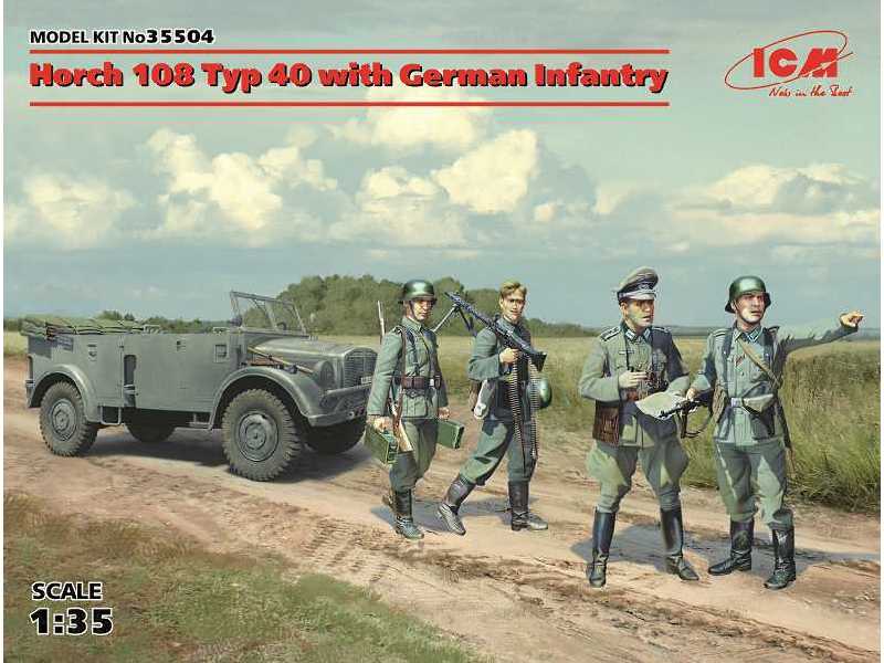 Horch 108 Typ 40 z niemiecką piechotą - zdjęcie 1 Horch 108 Typ 40 z niemiecką piechotą - zdjęcie 1