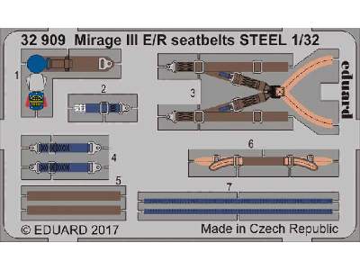 Mirage III E/ R seatbelts STEEL 1/32 - Italeri - zdjęcie 1