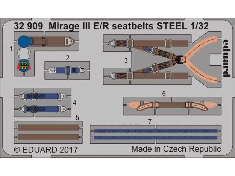 Mirage III E/ R seatbelts STEEL 1/32 - Italeri - zdjęcie 1