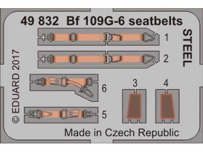 Bf 109G-6 seatbelts STEEL 1/48 - Zvezda - zdjęcie 1