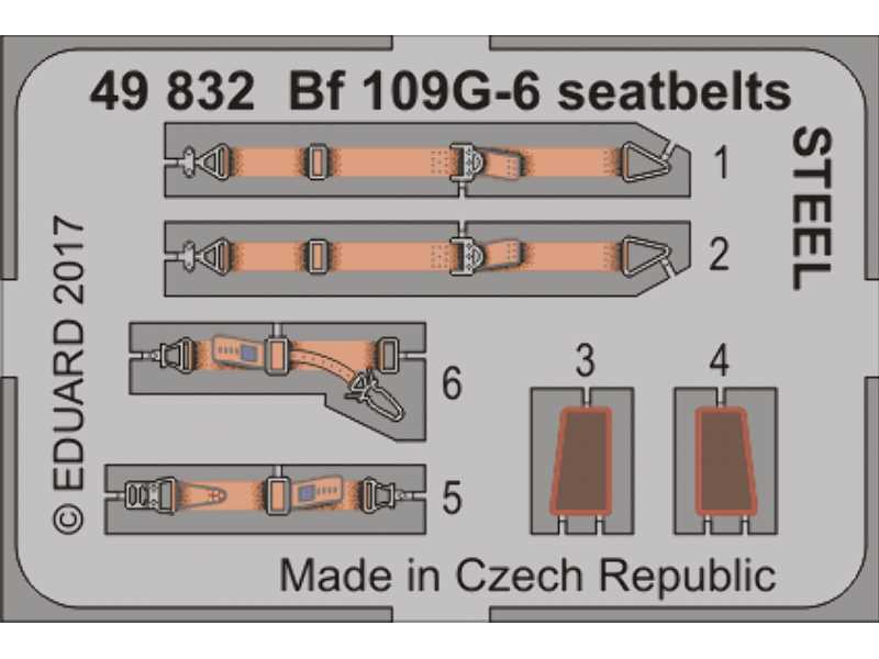 Bf 109G-6 seatbelts STEEL 1/48 - Zvezda - zdjęcie 1 Bf 109G-6 seatbelts STEEL 1/48 - Zvezda - zdjęcie 1