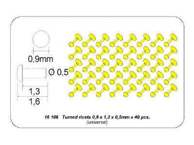 Toczone mosiężne nity 0,9 x1,3 x 0,5mm 40 szt. - zdjęcie 4