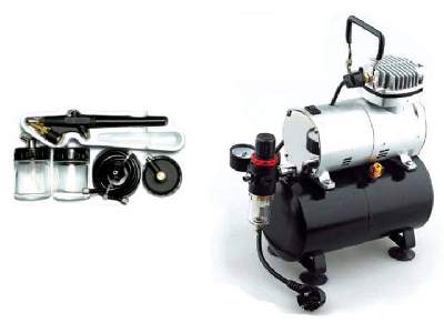 Zestaw mini kompresor S-5000 ze zbiornikiem + aerograf - zdjęcie 1
