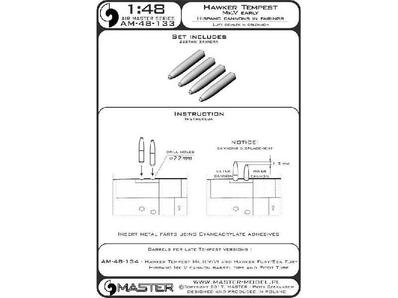 Hawker Tempest Mk.V wczesna wersja - lufy działek Hispano 20mm w - zdjęcie 1