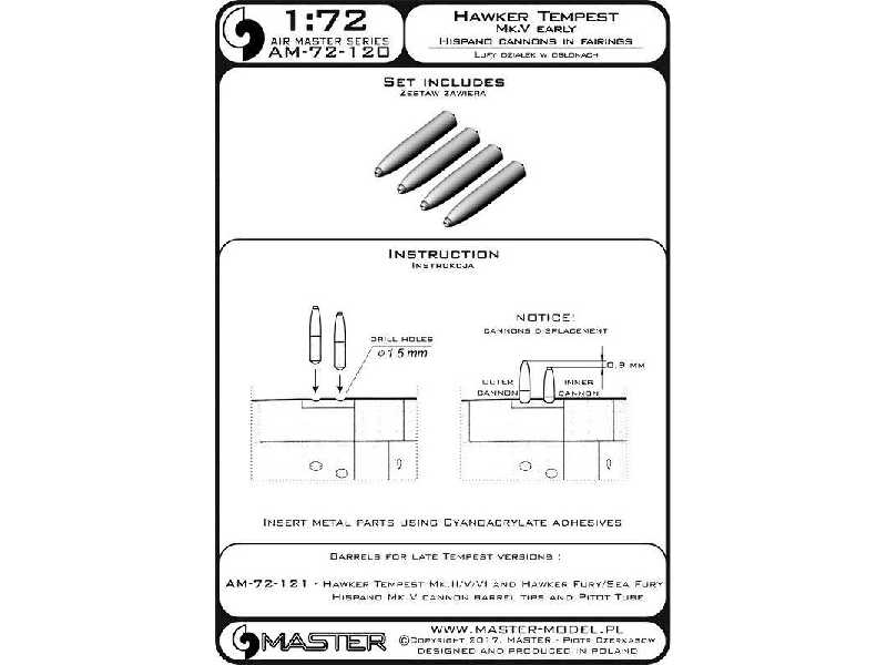 Hawker Tempest Mk.V wczesna wersja - lufy działek Hispano 20mm w - zdjęcie 1 Hawker Tempest Mk.V wczesna wersja - lufy działek Hispano 20mm w - zdjęcie 1