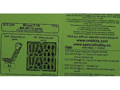 Mirage F.1B - MB Mk. 10 Seat (2pcs) for SH kit - zdjęcie 4