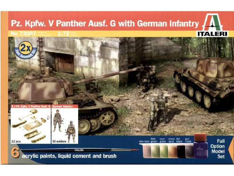 Pz.Kpfw. V Panther G + niemiecka piechota z farbami i klejem - zdjęcie 1 Pz.Kpfw. V Panther G + niemiecka piechota z farbami i klejem - zdjęcie 1