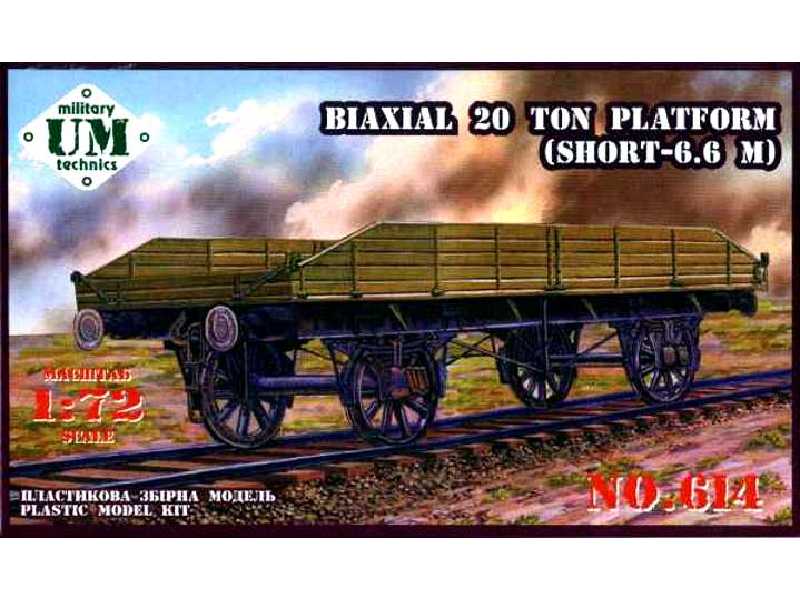 Dwuosiowa platforma kolejowa o nośności 20 ton - zdjęcie 1 Dwuosiowa platforma kolejowa o nośności 20 ton - zdjęcie 1