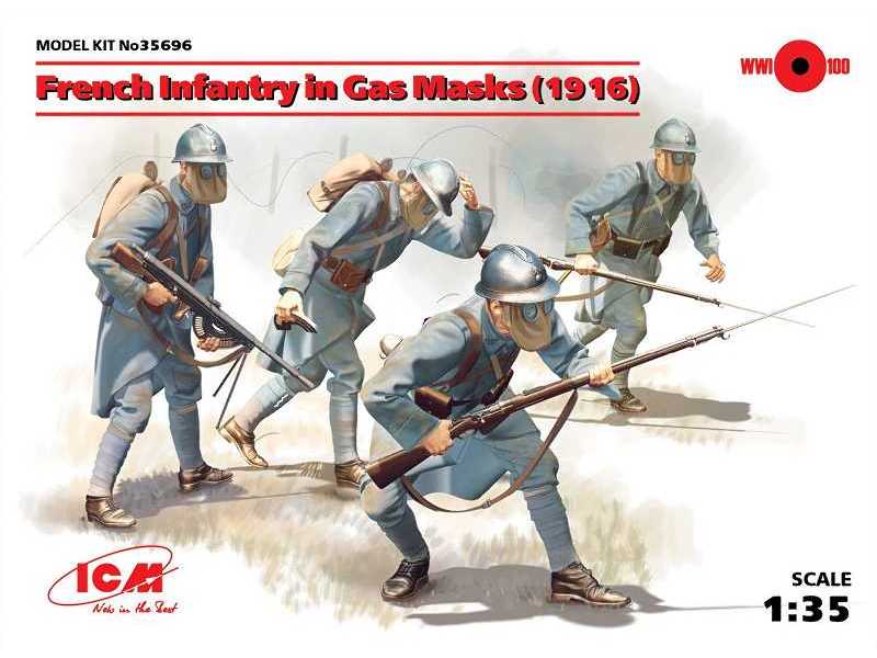 Francuska piechota w maskach gazowych - 1916 - zdjęcie 1 Francuska piechota w maskach gazowych - 1916 - zdjęcie 1