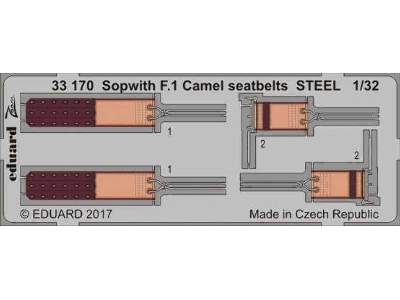 Sopwith F.1 Camel seatbelts STEEL 1/32 - Wingnut Wings - zdjęcie 1