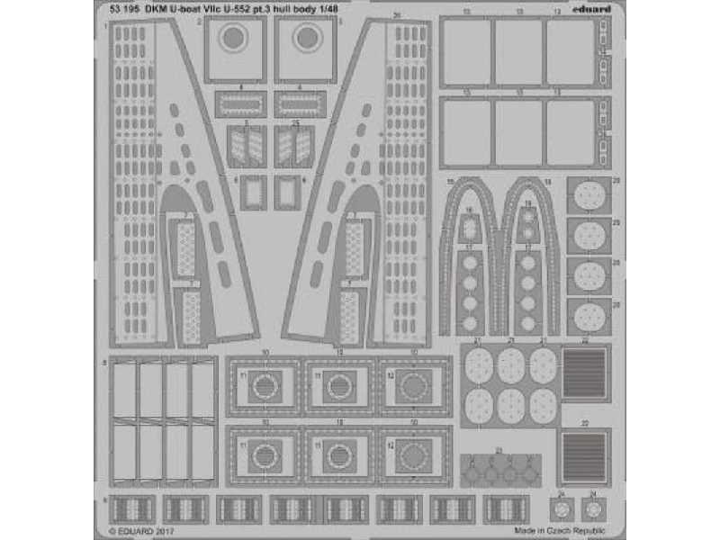 DKM U-boat VIIc U-552 pt.3 hull body 1/48 - Trumpeter - zdjęcie 1