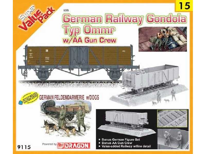 Wagon Typ Ommr + figurki Gun Crew, German Feldgendarmerie w/Dogs - zdjęcie 1 Wagon Typ Ommr + figurki Gun Crew, German Feldgendarmerie w/Dogs - zdjęcie 1