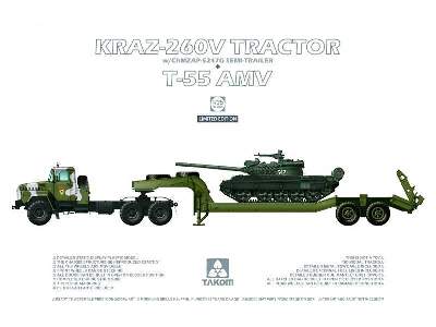 Ciągnik KraZ-260V z naczepą ChMZAP-5247Gb i czołgiem T-55 AMV - zdjęcie 1
