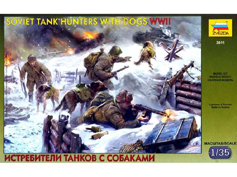 Figurki - Sowieccy łowcy czołgów z psami - zdjęcie 1