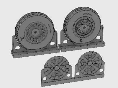 F4U Corsair/F6F Hellcat  Block Thread Wheels set - zdjęcie 1