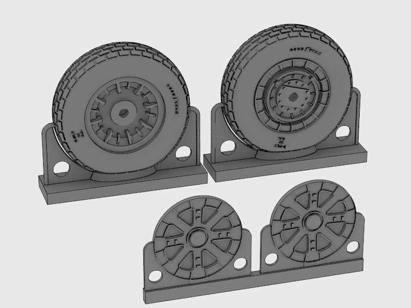 F4U Corsair/F6F Hellcat  Block Thread Wheels set - zdjęcie 1