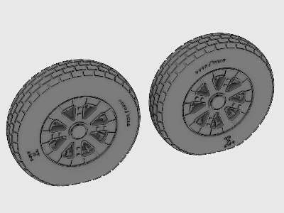 F4U Corsair/F6F Hellcat  Block Thread Wheels set - zdjęcie 3