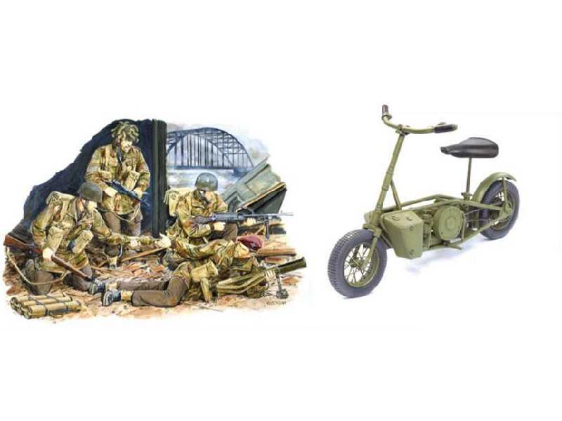 Figurki Brytyjczycy Red Devils ze skuterem - Arnhem 1944 - zdjęcie 1 Figurki Brytyjczycy Red Devils ze skuterem - Arnhem 1944 - zdjęcie 1