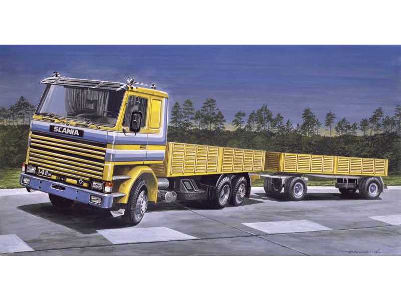 Scania 142M Flat Bed z przyczepą - zdjęcie 1