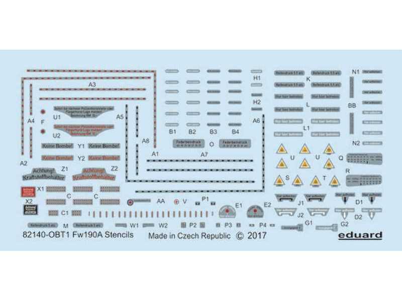 Fw 190 A stencils 1/48 - Eduard - zdjęcie 1 Fw 190 A stencils 1/48 - Eduard - zdjęcie 1