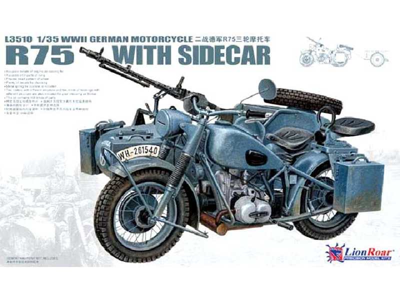 Niemiecki motocykl BMW R75 z koszem - II W.Ś. - zdjęcie 1 Niemiecki motocykl BMW R75 z koszem - II W.Ś. - zdjęcie 1
