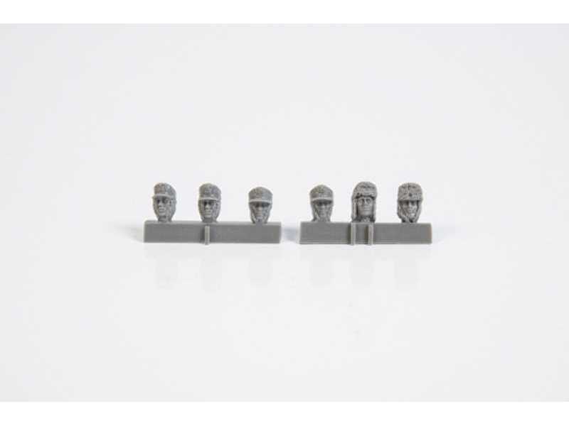 Heads Of German WW2 Infantry Troops With Winter Headwear (6 Pcs) - zdjęcie 1