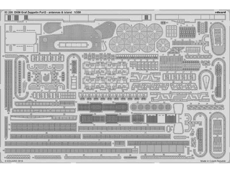 DKM Graf Zeppelin antennas & island pt.3 1/350 - Trumpeter - zdjęcie 1