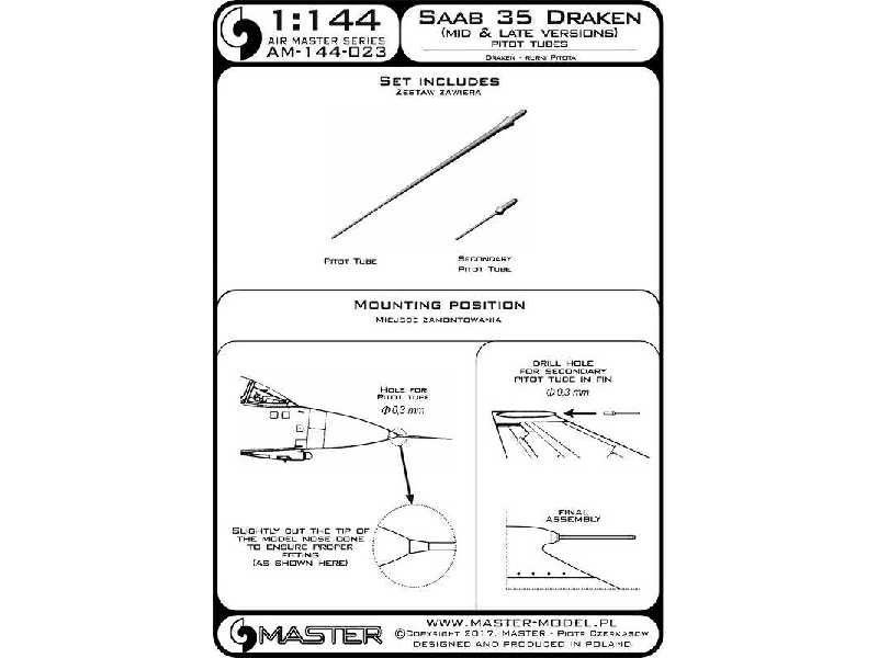 Saab 35 Draken (Późne Wersje) - Rurki Pitota Oraz Sonda Angle Of - zdjęcie 1